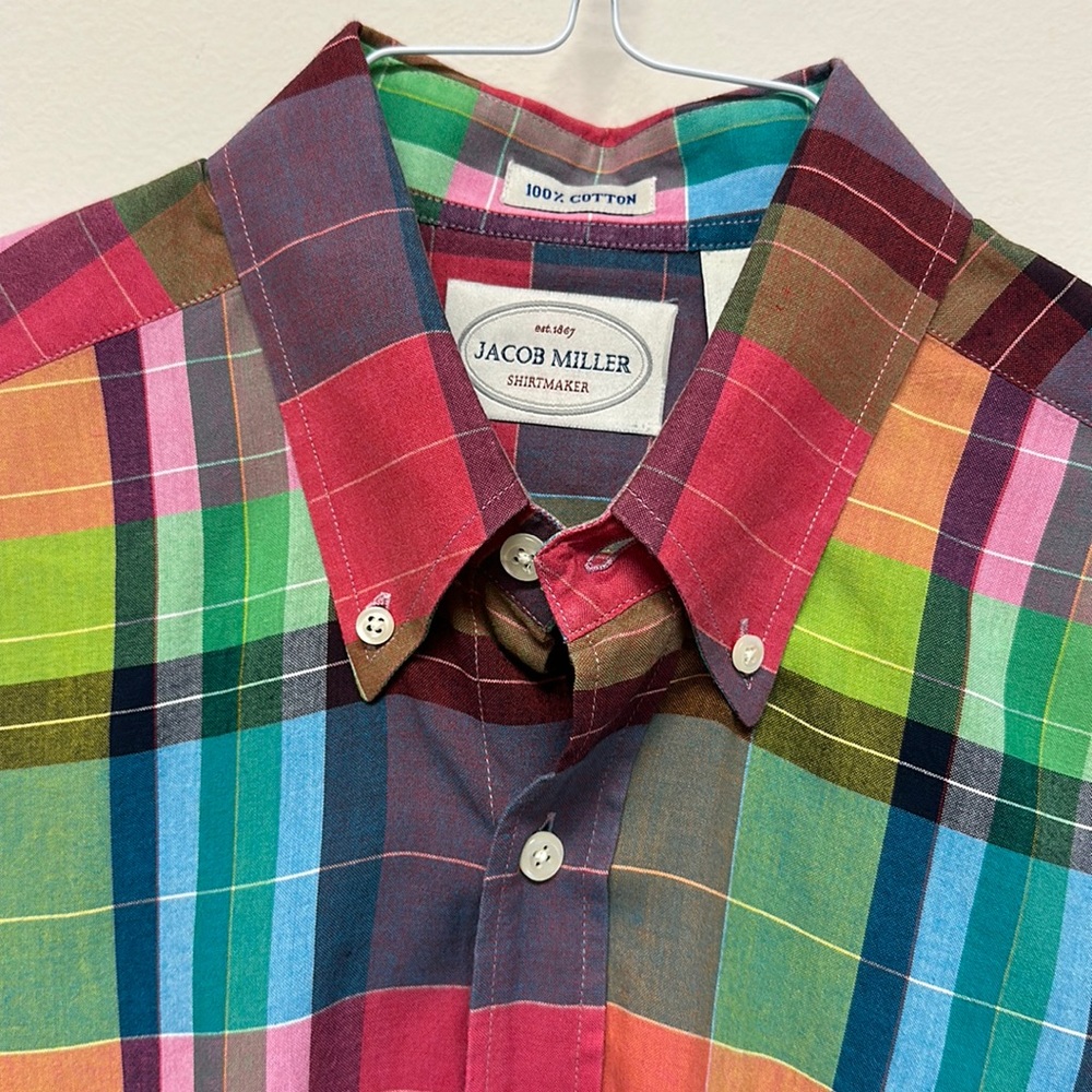 Jacob Miller Colorful Plaid Button Down Shirt size M
